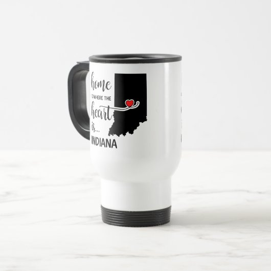 Het thuis van Indiana is waar het hart ligt Reisbeker (Voorkant links)