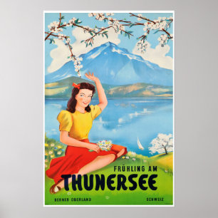 Het Thun-meer, Zwitserland, Reisposter Poster