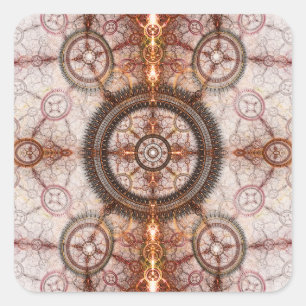 Het Tick and The Tock geometrische Steampunk-patro Vierkante Sticker