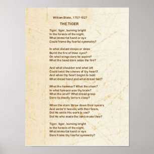 HET TIGER-gedicht van William Blake Poster