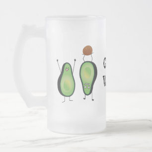 Het toejuichen van de avocado grappige handstand matglas bierpul