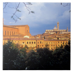 Het Toscaanse dorp Sienna, Italië. Tegeltje