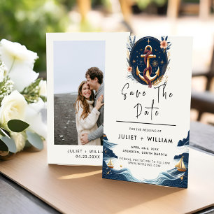 Het touw knoop boot schip marine blauw nautische b save the date
