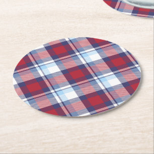 Het traditionele Patroon van het Geruite Schotse Ronde Kartonnen Onderzetter