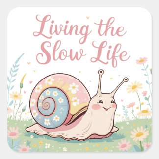 Het trage leven leven | Pastel Bloemenslak Vierkante Sticker