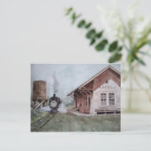 Het treinstation - briefkaart (Staand voorkant)