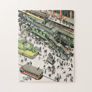 Het treinstation El bij Greeley Square, jaren 20 Legpuzzel
