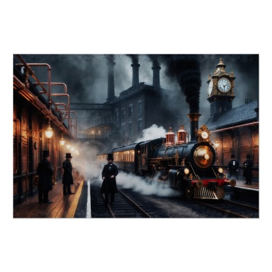 Het treinstation van Steampunk Perfect Poster (Voorkant)