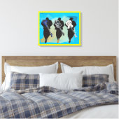 Het Trio-Gerekte Canvasprint-Geel Achtergrond Canvas Afdruk (Insitu (Slaapkamer))