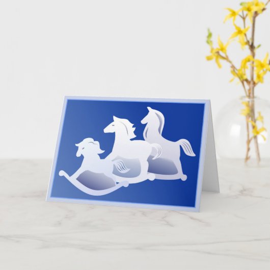 Het trio van het hobbelpaard kaart (Gele Bloem)