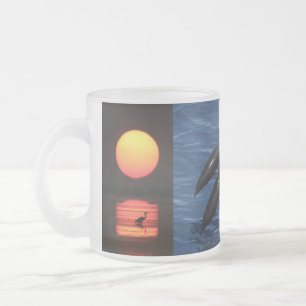 Het tropische Lot van de Palm van de Zonsondergang Matglas Koffiemok