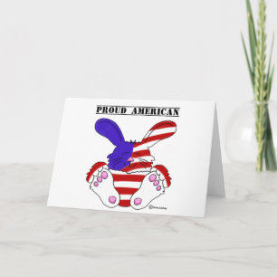 Het trotse Amerikaanse Rode Witte Blauwe Konijntje Kaart