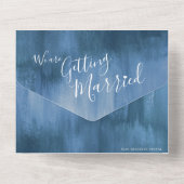 Het trouwen foto blauwe grijze rsvp tekst all in one uitnodiging (Achterkant)