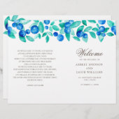 Het trouwprogramma voor bosbessen. Waterverf blauw (Voorkant / Achterkant)