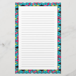 Het turkooise en Roze Patroon van de Kubus Briefpapier