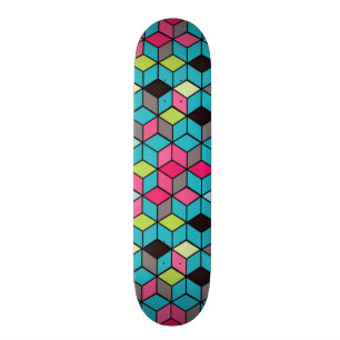 Het turkooise en Roze Patroon van de Kubus Skateboard