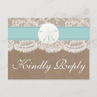 Het Turquoise Sand Dollar Wedding Collectie RSVP Uitnodiging Briefkaart