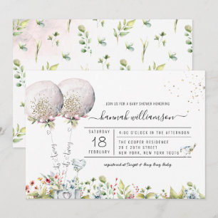Het Tweeling Lavendel Ballon Baby Shower Uitnodigi Kaart