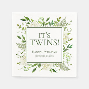 Het Tweeling Wit Hydrangea Baby Shower Servet
