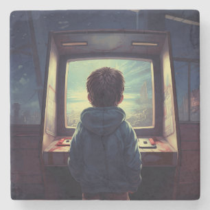 Het uiteindelijke niveau Een retro arcade droom Stenen Onderzetter