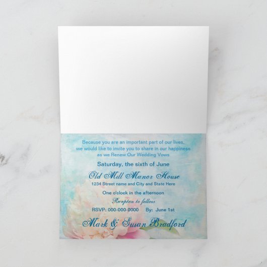 Het uitnodigen van onze bruiloft - Peony (Binnen)