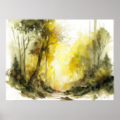 Het uitnodigen van Sun-dappled Forest Waterverf Poster (Voorkant)