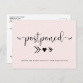 Het uitstel van het huwelijk met hartlicht roze Mo Aankondigingskaart (Voorkant / Achterkant)