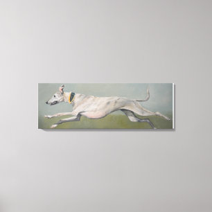 Het uitvoeren van Greyhound Dog Art Canvas Afdrukk Afdruk
