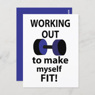 Het uitwerken van workout gewichten uitwerken briefkaart