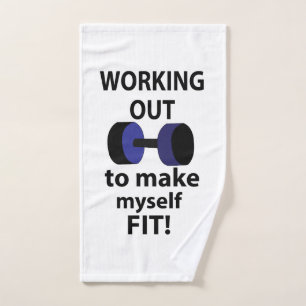 Het uitwerken van workout gewichten werken uit handdoek