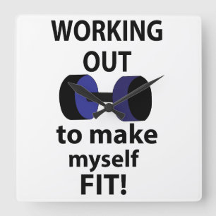 Het uitwerken van workout gewichten werken uit vierkante klok