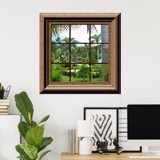 Het Uitzicht Tropisch Landschap van het venster va Poster (Thuiskantoor)