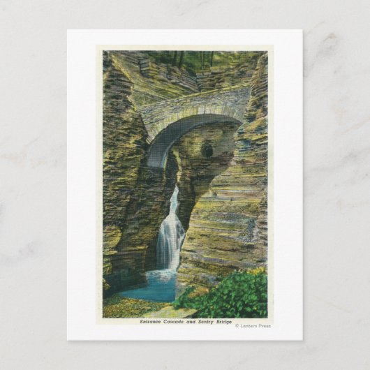 Het Uitzicht van de Brug van de ingang Cascade en Briefkaart (Voorkant)