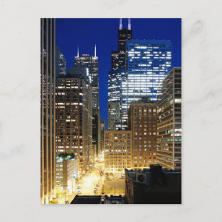 Het uitzicht van de nacht van cityscape van briefkaart
