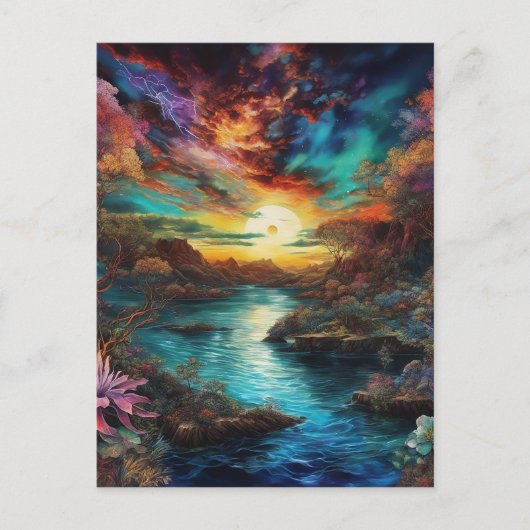 Het uitzicht van de nieuwe planeet is vreemd en on briefkaart (Voorkant)