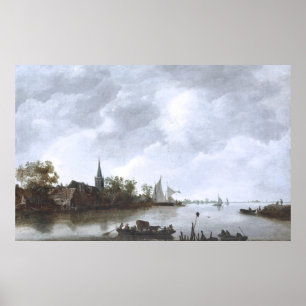 Het Uitzicht van de rivier met een Kerk van het Poster