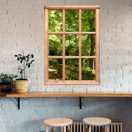 Het Uitzicht van de Weg van Woodland van een Venst Poster