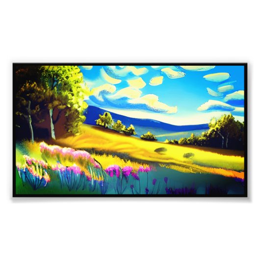 Het Uitzicht van het berglandschap Foto Afdruk (Voorkant)