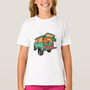 Het Uitzicht van het strand in de Illustrator van  T-shirt