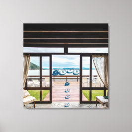 Het Uitzicht van het venster Positieve Woorden Ver Canvas Afdruk