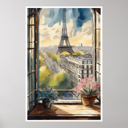 Het uitzicht van Parijs, de Eiffeltoren en het Lou Poster (Voorkant)