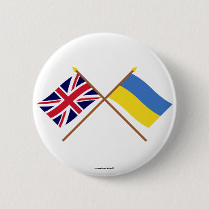 het UK en de Oekraïne Gekruiste Vlaggen Ronde Button 5,7 Cm