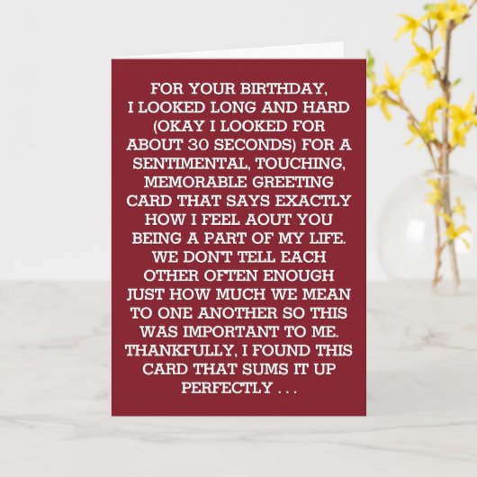 Het ultieme sentimental Birthday Message (wijn) Kaart (Gele Bloem)