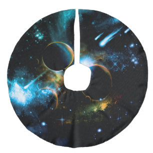 Het universum van planeten imitatie linnen kerstboom kleed