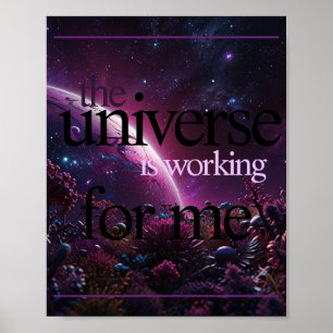 Het universum werkt voor mij. Paars. Poster