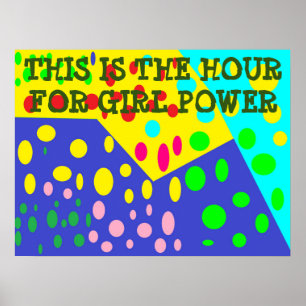 Het uur voor meisje power leuk gekleurd heerlijk poster