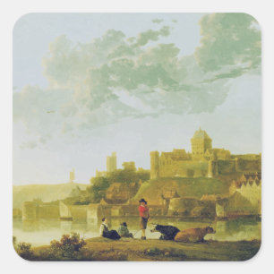 Het Valkhof in Nijmegen door Aelbert Cuyp Vierkante Sticker