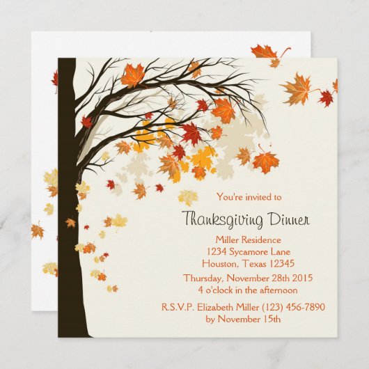 Het vallen laat Thanksgiving Innodiging van het Ki Kaart (Voorkant / Achterkant)