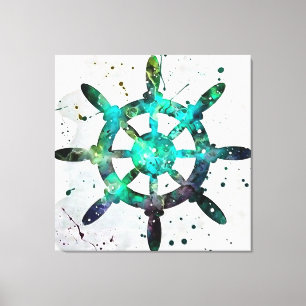 Het vangt wiel in blauwe groene oceaankleuren canvas afdruk