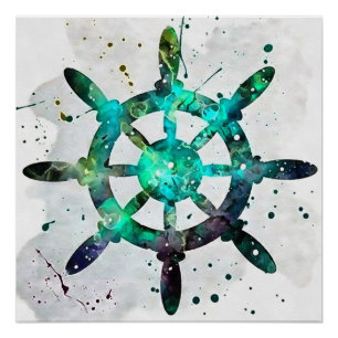 Het vangt wiel in blauwe groene oceaankleuren perfect poster